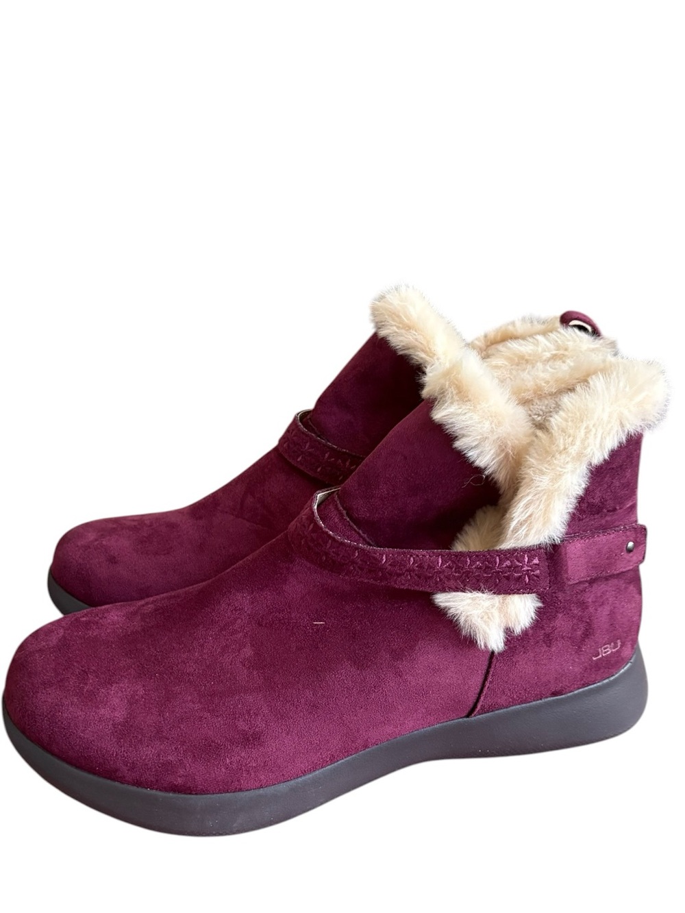 NWOB JBU JAMBU womens hook & loop boots shoe size 11 burgundy  faux leather